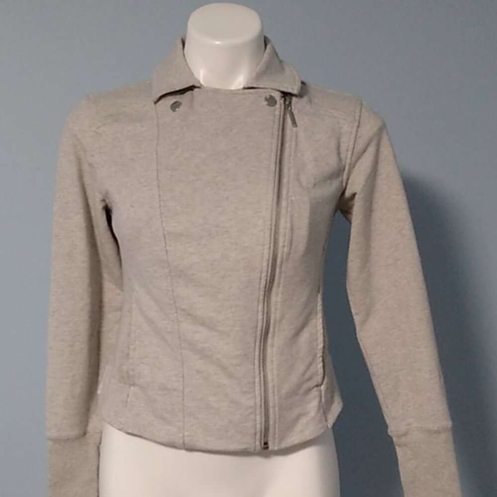 H by Halston grey asymmetrical sweatshirt jacket